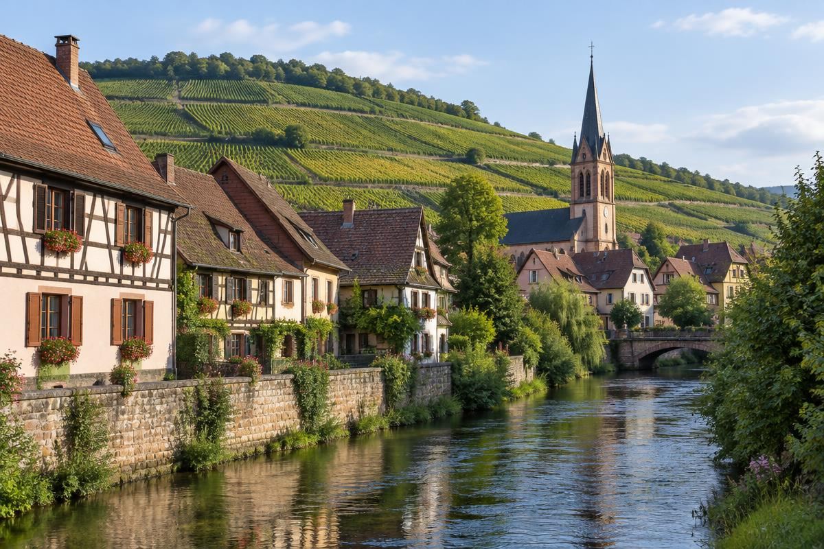 Bord de la Fecht et vignes à Ingersheim — secteur d'intervention de notre serrurier dépanneur 24h/24